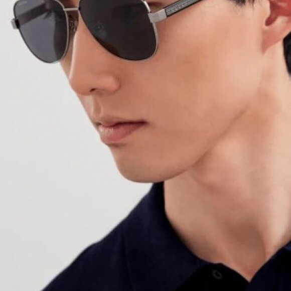 NEW GUCCI AVIATOR SUNGLASSES GUCCI GG0528S 007 BLACK/GREY EYEWEAR - Picture 4 of 6